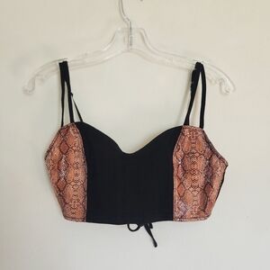 Urban Outfitters Crop Tie Back Snake Print Bustier size Medium
